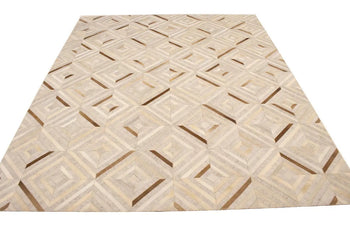 ft Patchwork Modern Cowhide Leather Rug Contemporary Large Decor Carpet 8X10