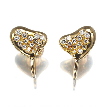Tiffany&Co. Earrings Full Heart Diamond Paved 18K 750 Yellow Gold