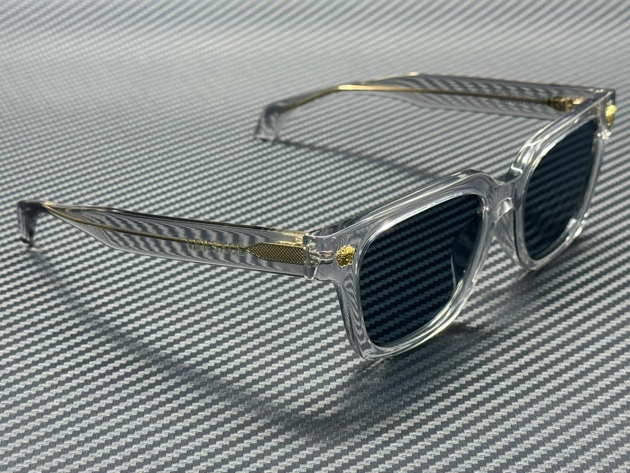 VERSACE VE4510U 530580 Transparent Grey Dark Blue Men's 52 mm Sunglasses