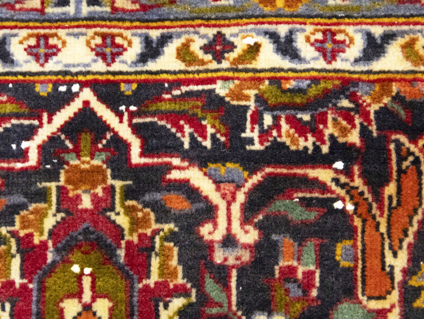 Semi-Antique Red Traditional Floral Handmade