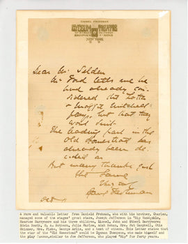 Daniel Frohman Autographed Letter