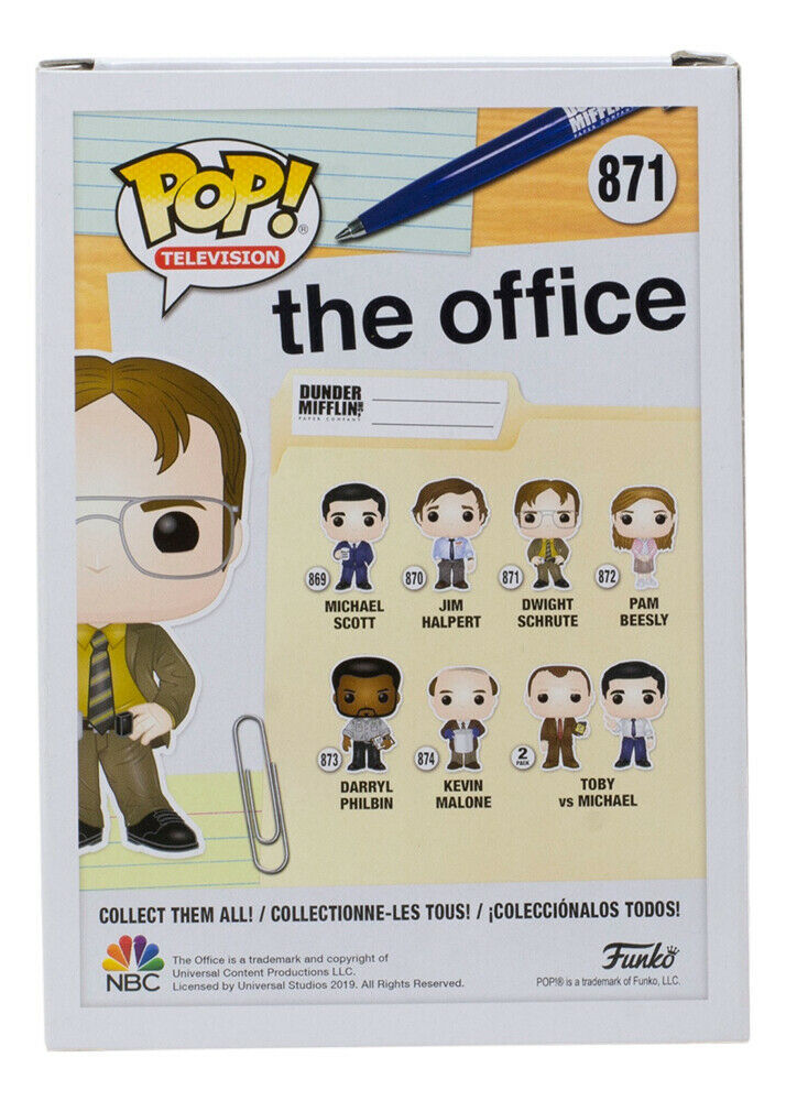 Rainn Wilson Signed Dwight Schrute The Office Funko Pop 871 Psa/Dna  Itp 160483