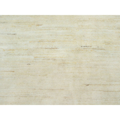 2'5"X8'2" White Plain Luxurious Pure Wool Hand Knotted Runner Rug