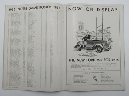 Nov. 2, 1935 Notre Dame Vs. Ohio State Vintage