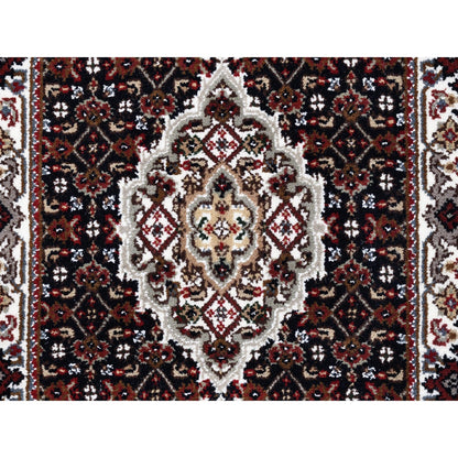 2'1"X8' Black Tebraz Mahi Fish Design Hand Knotted Wool-Silk Runner Rug