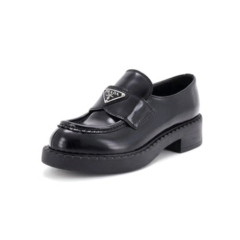 Prada Women'S Triangle Logo Loafers Spazzolato Leather