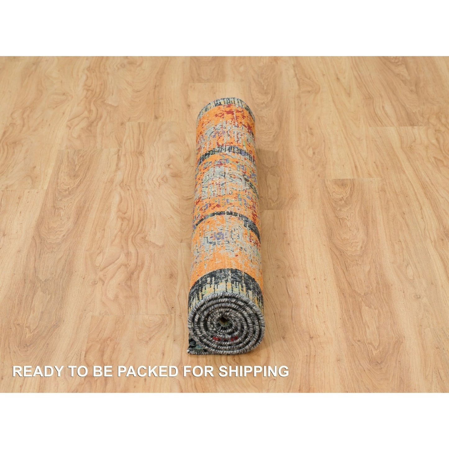 4'1"X6' Orange Ancient Ottoman Erased Design Ghazni Wool Hand Knotted Rug