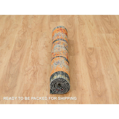 4'1"X6' Orange Ancient Ottoman Erased Design Ghazni Wool Hand Knotted Rug