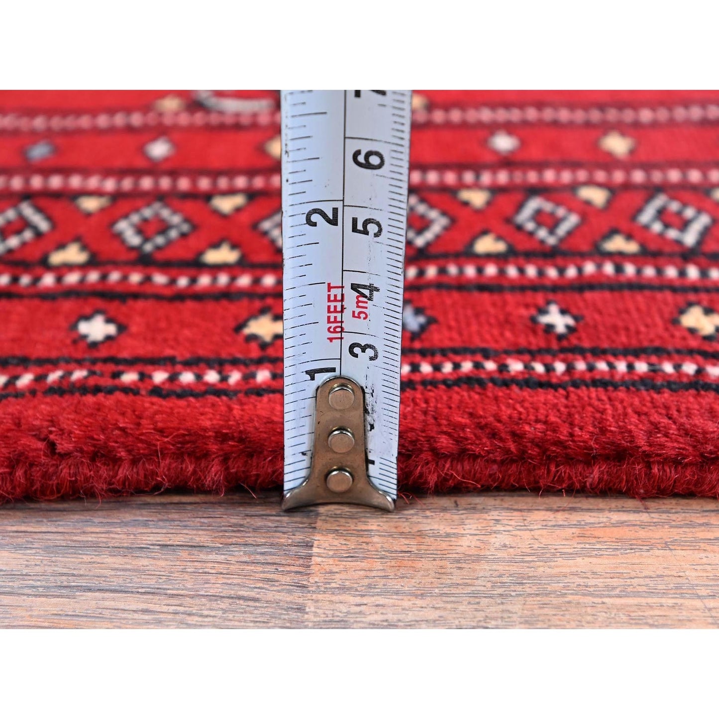 2'X3' Scarlet Red Princess Bokara Soft Wool Hand Knotted Sample Mat Rug