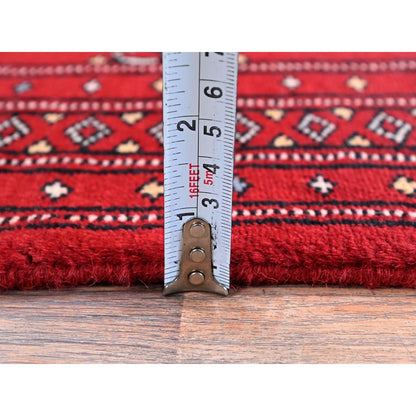 2'X3' Scarlet Red Princess Bokara Soft Wool Hand Knotted Sample Mat Rug