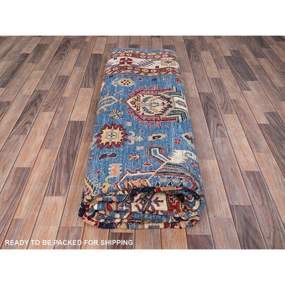 10'X13'5" Crystal Teal Blue Super Kazak Tribal Medallion Oriental Rug