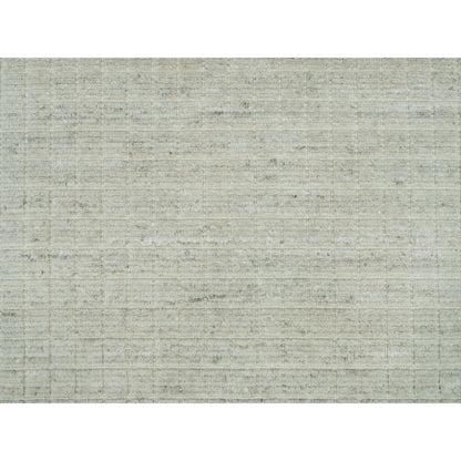 10'X13'9" Ivory Plain Decor Modern Box Design Loomed Knotted Wool Rug