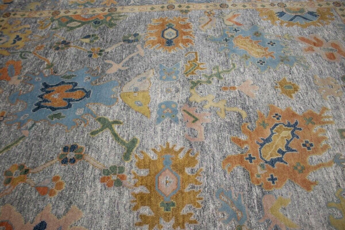 Handmade Oushak Floral Style Rug Colorfast Wool