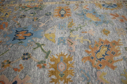Handmade Oushak Floral Style Rug Colorfast Wool