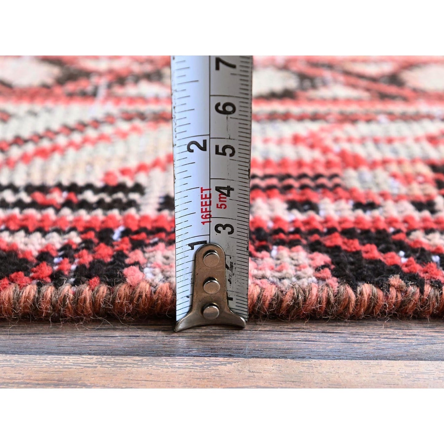 3'10"X6'1" Red Vintage Zoroastian Saroogh Mir Hand Knotted Pure Wool Rug