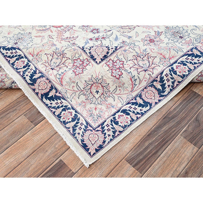 10'X13'2" Ivory Vintage Sino Tebraz 300 Kpsi Soft Wool Hand Knotted Rug