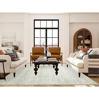 8'X10'1" Classic Gray Hand Knotted Modern Grass Design Wool Plain Rug