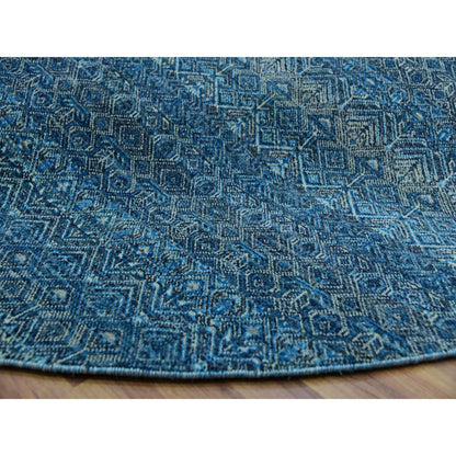 8'X8' Georgian Blue Kohinoor Herrita Design Wool Hand Knotted Round Rug