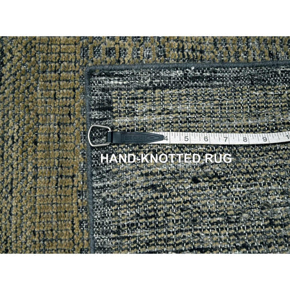 2'6"X8' Black & Brown Oxidized Grass Design Wool Hand Knotted Runner Rug