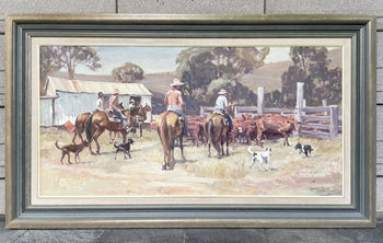 Robert Lovett (Australian) 56In Original Oil Painting End Of The Rounder Framed
