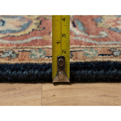 4'2"X6'3" Oxford Blue Heris Re-Creation Hand Knotted Wool Oriental Rug