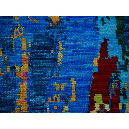9'X11'9" Hot Pink Blue Modern Design Hand Knotted Pure Wool Oriental Rug
