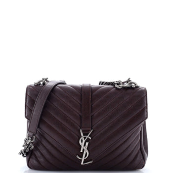 Saint Laurent Classic Monogram College Bag Matelasse Chevron Leather Medium
