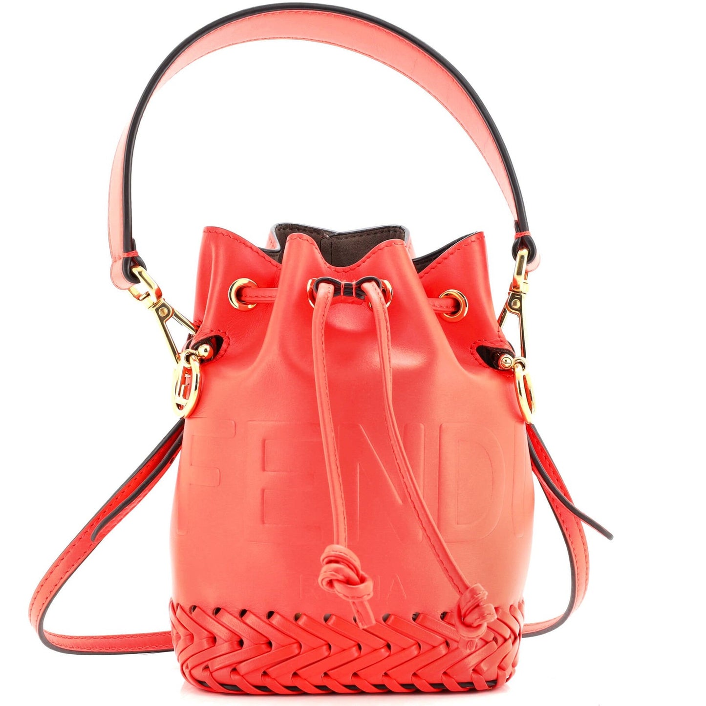 Fendi Mon Tresor Bucket Bag Leather With Whipstitch Detail Mini