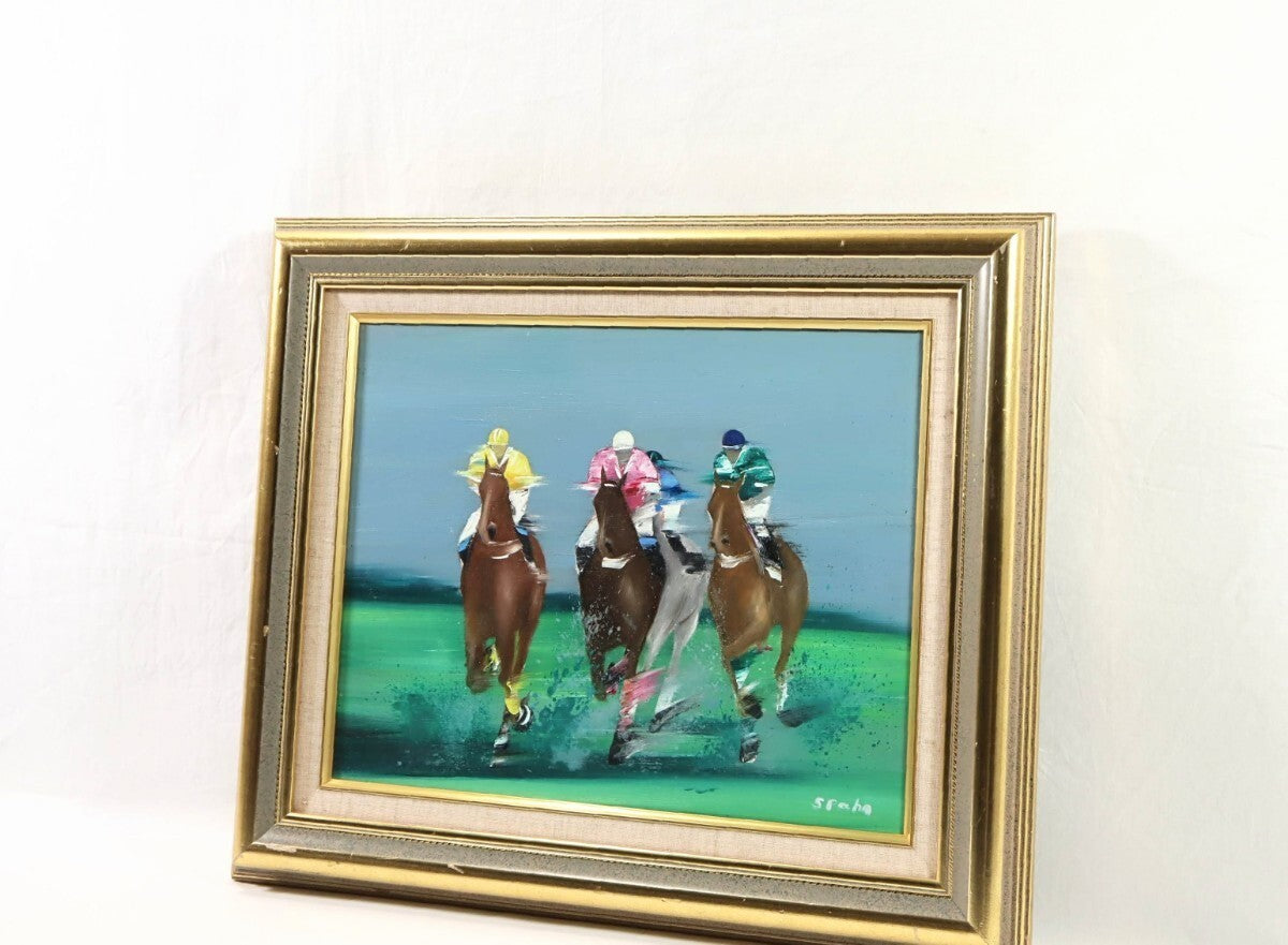 Original Victor Spahn Oil Painting on Canvas " Horse riding " Signed Framed