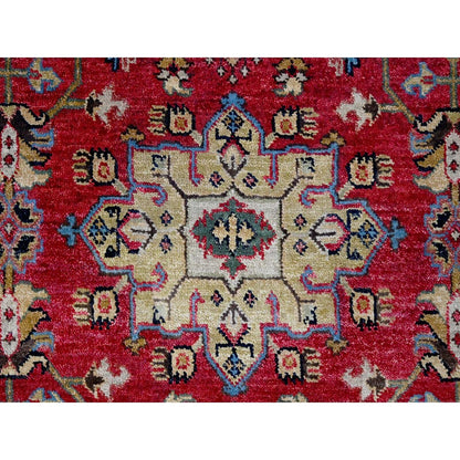 8'X8' Fire Brick Red Hand Knotted Wool Karajeh Design Square Oriental Rug