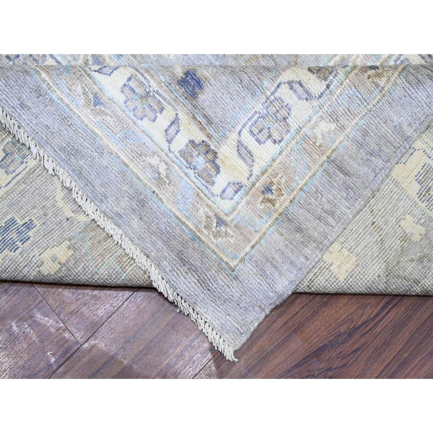 12'X15'6" Gray Hand Knotted Afghan Angora Oushak Pure Wool Oversized Rug