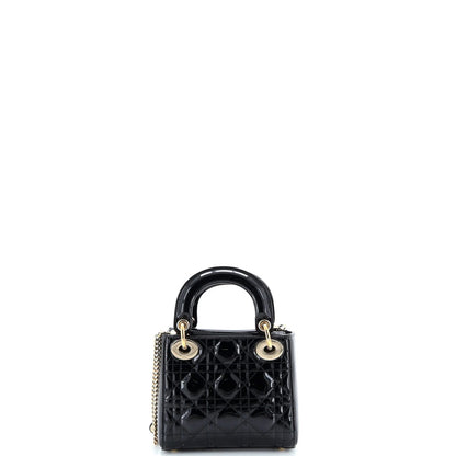 Christian Dior Lady Dior Chain Bag Cannage Quilt Patent Mini