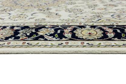 Hand-Knotted Indo-Nain Floral Medallion Rug