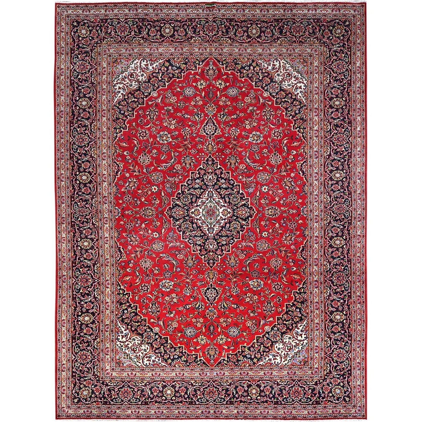 9'10"X13'1" Ketchup Red Hand Knotted Wool Vintage Kishoon Full Pile Rug