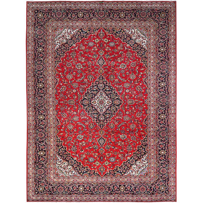 9'10"X13'1" Ketchup Red Hand Knotted Wool Vintage Kishoon Full Pile Rug