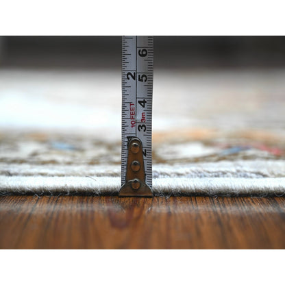 4'X11'6" Gray Aryana Afghan Vegetable Dyes Hand Knotted Wide Runner Rug