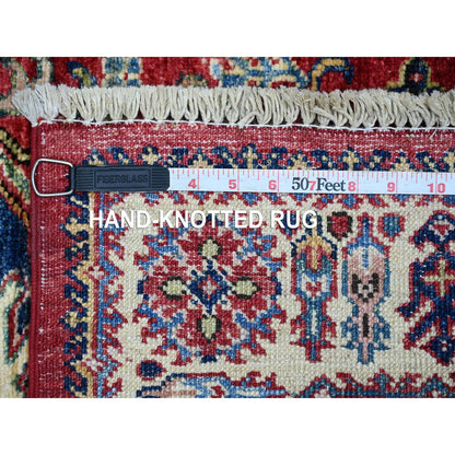 2'7"x4' Red Afghan Super Kazak Medallions Design Hand Knotted Wool Rug