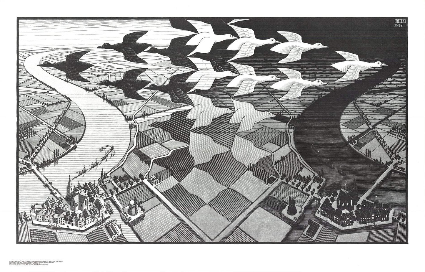 M.C. Escher Day And Night " Poster Modernism