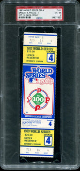 1983 Baseball World Series Orioles Vs. Phillies Game 4 Full Game Ticket Psa 4