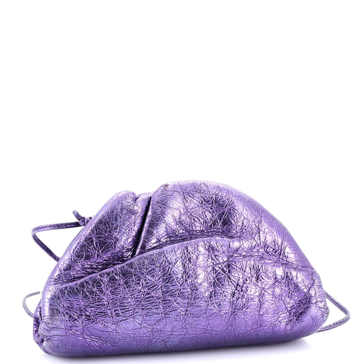 Bottega Veneta The Pouch Crinkled Metallic Leather Mini