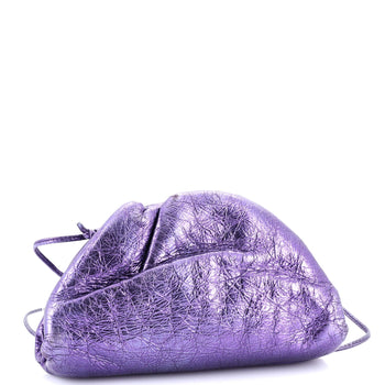 Bottega Veneta The Pouch Crinkled Metallic Leather Mini