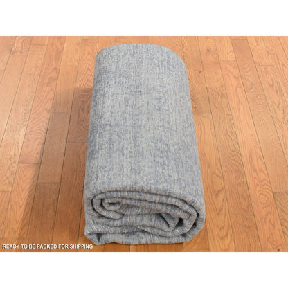6'X9' Ash Gray Muted Tone On Tone Wool And Silk Hand Loomed Oriental Rug