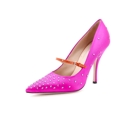 Gucci Women'S Mary Jane Pumps Crystal Embellished Satin