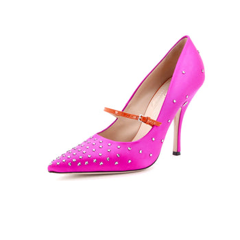 Gucci Women'S Mary Jane Pumps Crystal Embellished Satin