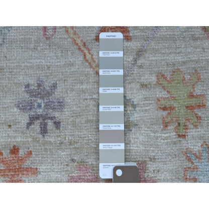 2'10"X13'6" Gray Angora Oushak With Velvety Wool Hand Knotted Runner Rug
