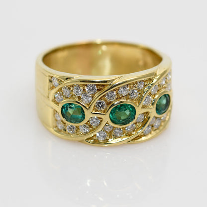 14K Yellow Gold Emerald & Diamond Ring .50Tdw,