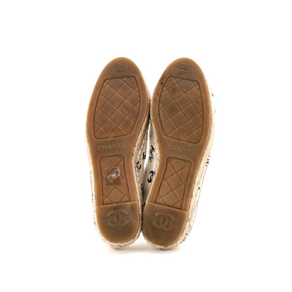 Chanel Women'S All Over Cc Cap Toe Espadrilles Printed Leather