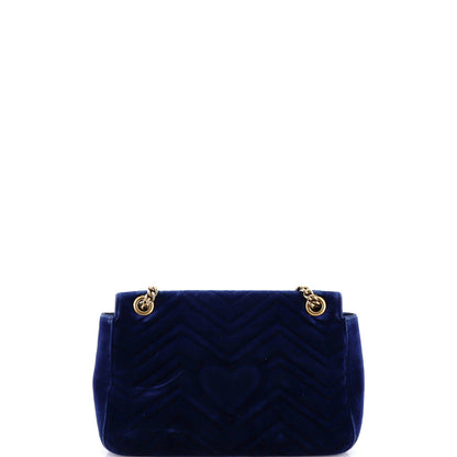 Gucci Gg Marmont Flap Bag Embroidered Matelasse Velvet Medium