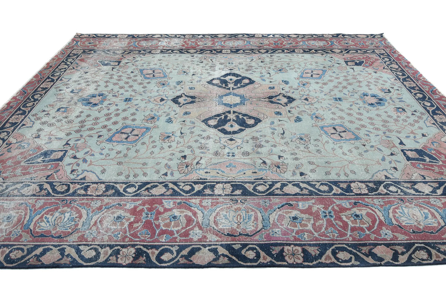 Handmade Antique Vintage Oriental Rug Floral Living Room Carpet 7'11x9'2 ft