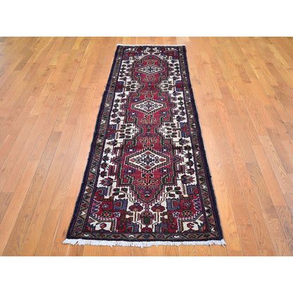 2'8"X9'3" Vintage Farsian Baktiarjoon Natural Wool Clean Hand Knotted Rug